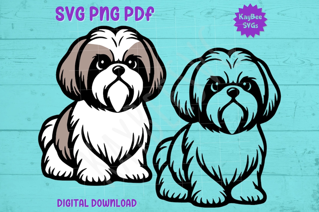 Shih Tzu Puppy Dog SVG PNG PDF Clipart Digital Cut File Download for ...