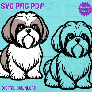 Shih Tzu Puppy Dog SVG PNG PDF Clipart Digital Cut File Download for Cricut Silhouette Sublimation Printable Art - Commercial Use