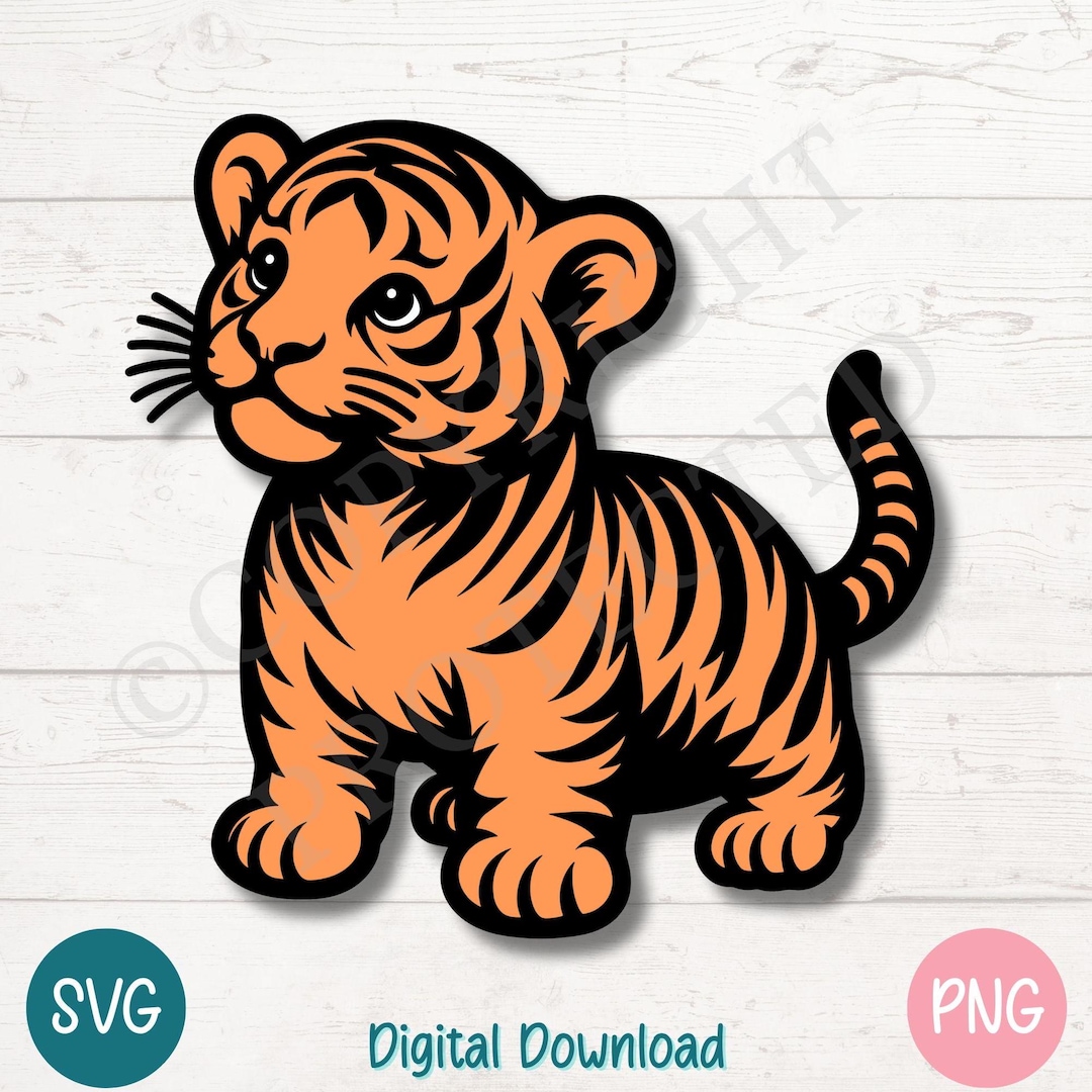 Cute Tiger Cub SVG PNG Clipart for Safari and Jungle-themed Crafts ...