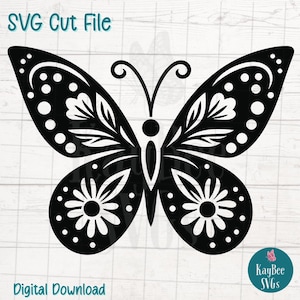 Blumen Schmetterling SVG PNG Schnitt Dateien für Cricut, Silhouette digitaler Download, Lasergravur, Sublimation druckbar, kommerzielle Nutzung Clipart