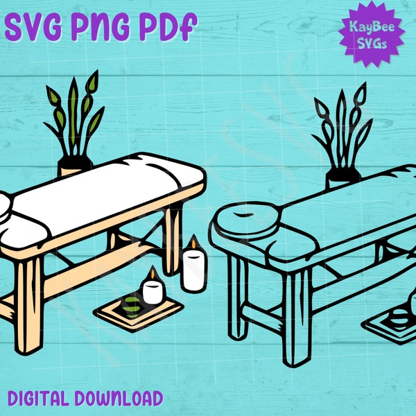 Mesa de masaje SVG PNG PDF Clipart Digital Cut File Descargar para Cricut Silhouette Sublimation Arte imprimible - Uso comercial