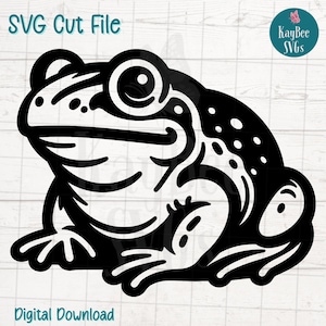 Grenouille ouaouaron SVG coupe fichier pour Cricut, Silhouette, téléchargement numérique, clipart imprimable, tout usage commercial, clipart, contour au pochoir laser