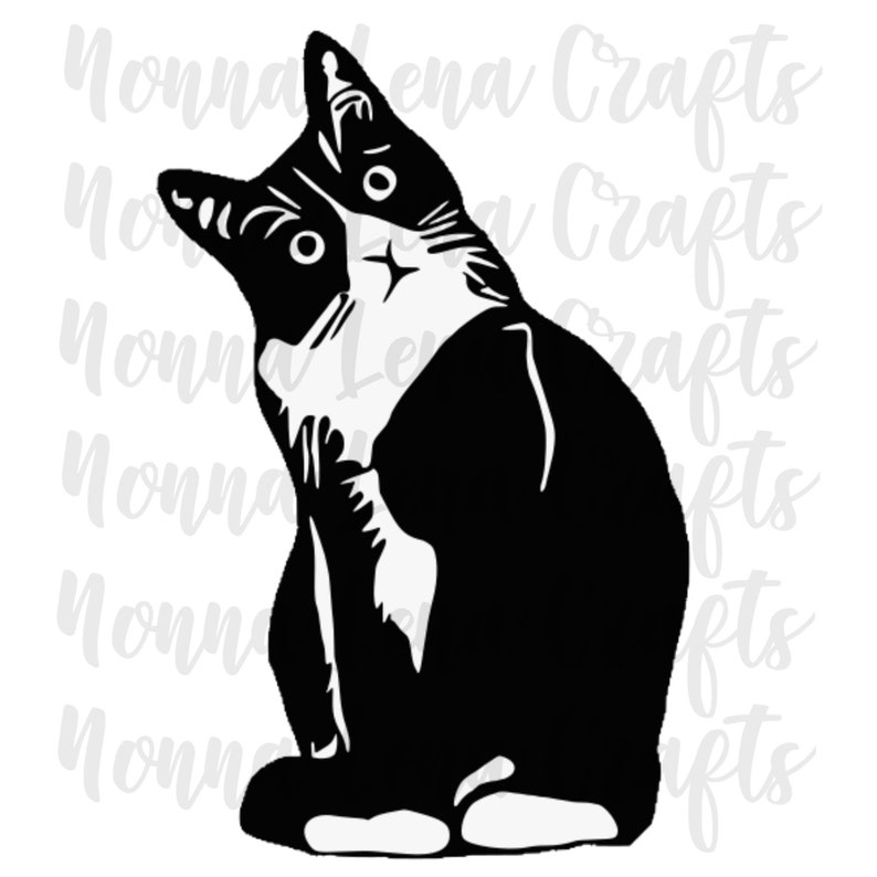 Cat Tuxedo Black and White Domestic Shorthair SVG PNG | Etsy