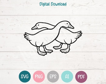 Geese SVG PNG Clipart Cut Files for Cricut, Silhouette, Laser Engraving, Sublimation (Digital)