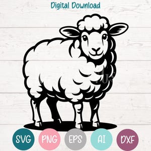 Schaf SVG PNG Schnittdateien für Cricut, Silhouette digitaler Download, Lasergravur, Sublimation druckbare Cliparts, kommerzielle Nutzung