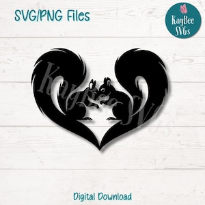 Ardillas enamoradas SVG PNG Archivos de corte para Cricut, descarga digital de Silhouette, grabado láser, impresión por sublimación, imágenes prediseñadas de uso comercial