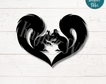 Ardillas enamoradas SVG, archivos de corte PNG, uso comercial (descarga digital)
