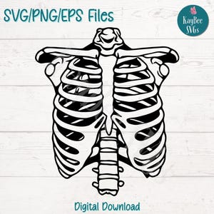 Human Skeleton Ribcage SVG | PNG | EPS Cut Files for Cricut, Silhouette, Digital Download, Printable Clipart, Commercial Use Clip Art
