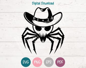 Cowboy Spider SVG PNG Clipart Cut Files for Cricut, Silhouette, Laser Engraving, Sublimation (Digital)