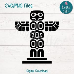 Eagle Totem Pole SVG PNG Cut Files for Cricut, Silhouette Digital Download, Laser Engraving, Sublimation Printable, Commercial Use Clipart