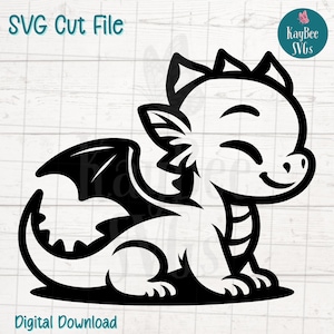 Niedlicher Baby Drache SVG PNG Schnitt Dateien für Cricut, Silhouette digitaler Download, Laser Gravur, Sublimation druckbar, kommerzielle Nutzung Clipart