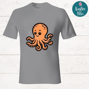 Cartoon Octopus SVG PNG Cut Files for Cricut, Silhouette Digital Download, Laser Engraving, Sublimation Printable, Commercial Use Clipart image 4