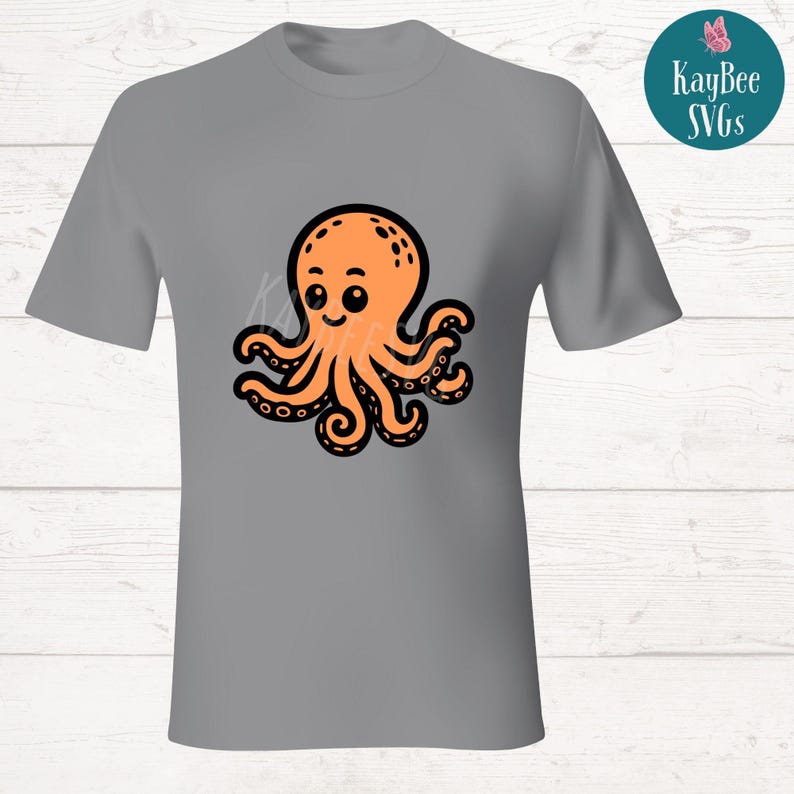 Cartoon Octopus SVG PNG Cut Files for Cricut, Silhouette Digital Download, Laser Engraving, Sublimation Printable, Commercial Use Clipart image 4