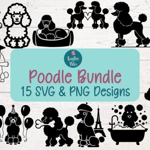 Poodle SVG & PNG Cut File Bundle for Cricut, Laser Engraving, Digital Sublimation, Printable Clipart, Commercial Use Clip Art