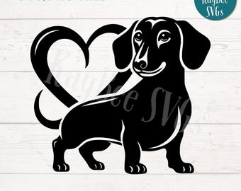 Dachshund with Heart SVG, PNG Cut Files (Digital Download)