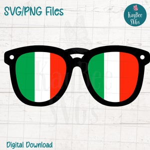 Arquivos de corte SVG/PNG de óculos de sol com bandeira italiana para Cricut, Silhouette, download digital, clipart para impressão, clipart para uso comercial