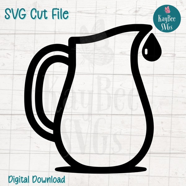 Water Pitcher SVG Cut File for Cricut, Silhouette, Digital Download, Printable Clipart, Commercial Use, Clip Art, Laser Stencil Outline