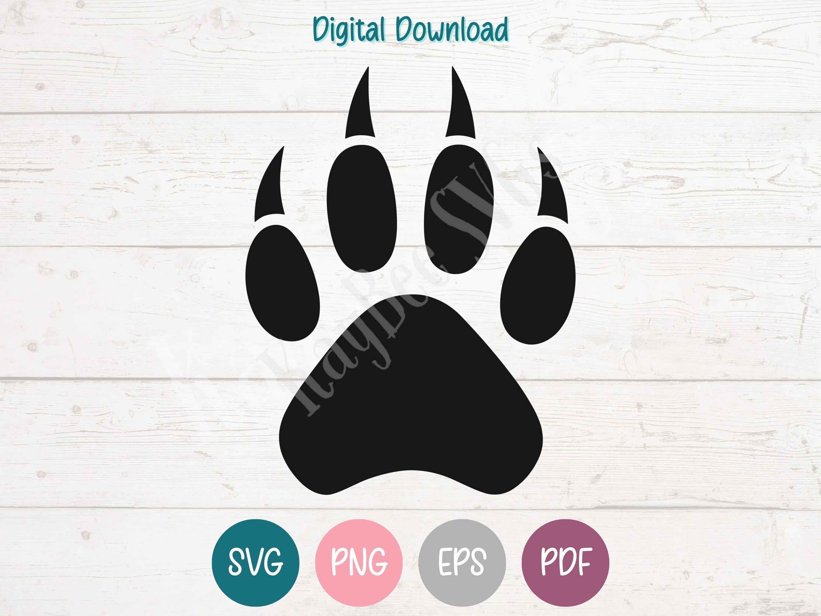 Wolf Paw Print SVG PNG Clipart Cut Files for Cricut, Silhouette