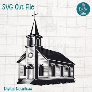 Arquivo de corte SVG da Igreja Velha do País para Cricut, Silhouette, download digital, clipart para impressão, uso comercial, clip art, contorno de estêncil a laser