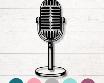 Microphone SVG PNG Clipart Cut Files for Cricut, Silhouette, Laser Engraving, Sublimation (Digital)