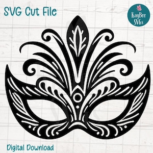 Mardi Gras Maske SVG PNG Schnittdateien für Cricut, Silhouette digitaler Download, Lasergravur, Sublimation druckbar, kommerzielle Nutzung Clipart