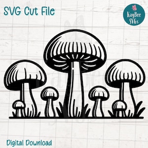 Champignons SVG PNG Forest champignons Clipart pour l'artisanat nature et cottagecore | Fichier de découpe pour Cricut, Silhouette, gravure laser, sublimation