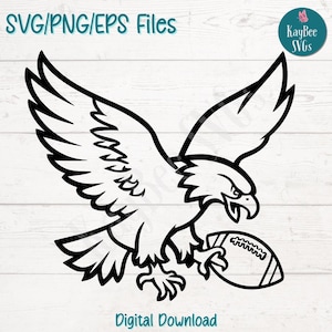 Football Eagle SVG PNG EPS-cut-bestanden voor de Cricut, digitale download, lasergravure, sublimatieontwerp, commercieel gebruik illustraties, afdrukbaar