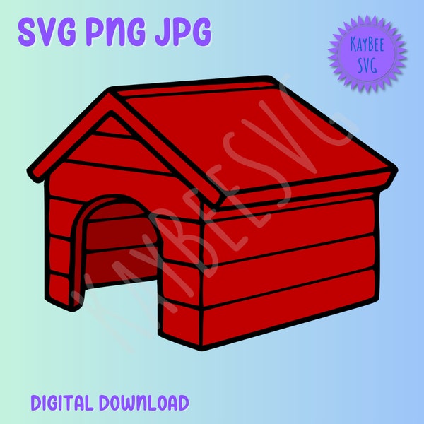 Red Dog House SVG PNG Jpg Clipart Digital Cut File Download for Cricut Silhouette Sublimation Printable Art - Commercial Use