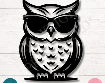 Owl SVG | Sunglasses Silhouette Design (Digital Download)