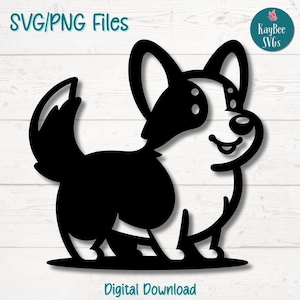 Cartoon Corgi SVG PNG Cut Files for Cricut, Silhouette Digital Download, Laser Engraving, Sublimation Printable, Commercial Use Clipart