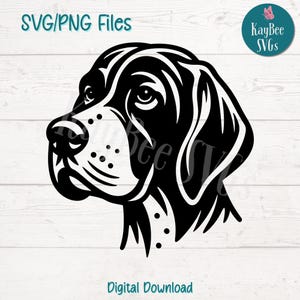 German Shorthaired Pointer Portrait SVG PNG Cut Files for Cricut, Silhouette Digital Download, Laser Engraving, Sublimation Printable