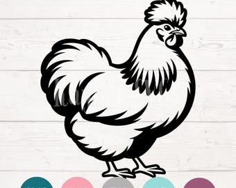 Silkie Chicken SVG PNG Clipart Cut Files for Cricut, Silhouette, Laser Engraving, Sublimation (Digital)