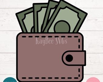 Wallet with Cash SVG, Money Clipart, Finance Icon (Digital)