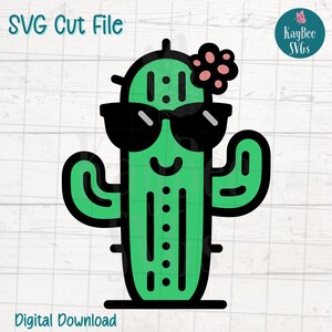 Cool cactus SVG PNG plante du désert Clipart pour l'été et l'artisanat occidental | Fichier de découpe pour Cricut, Silhouette, gravure laser, sublimation