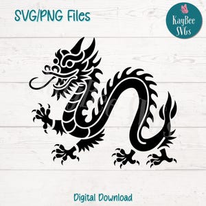 File di taglio SVG PNG di drago cinese per Cricut, download digitale di Silhouette, incisione laser, stampa a sublimazione, clipart per uso commerciale