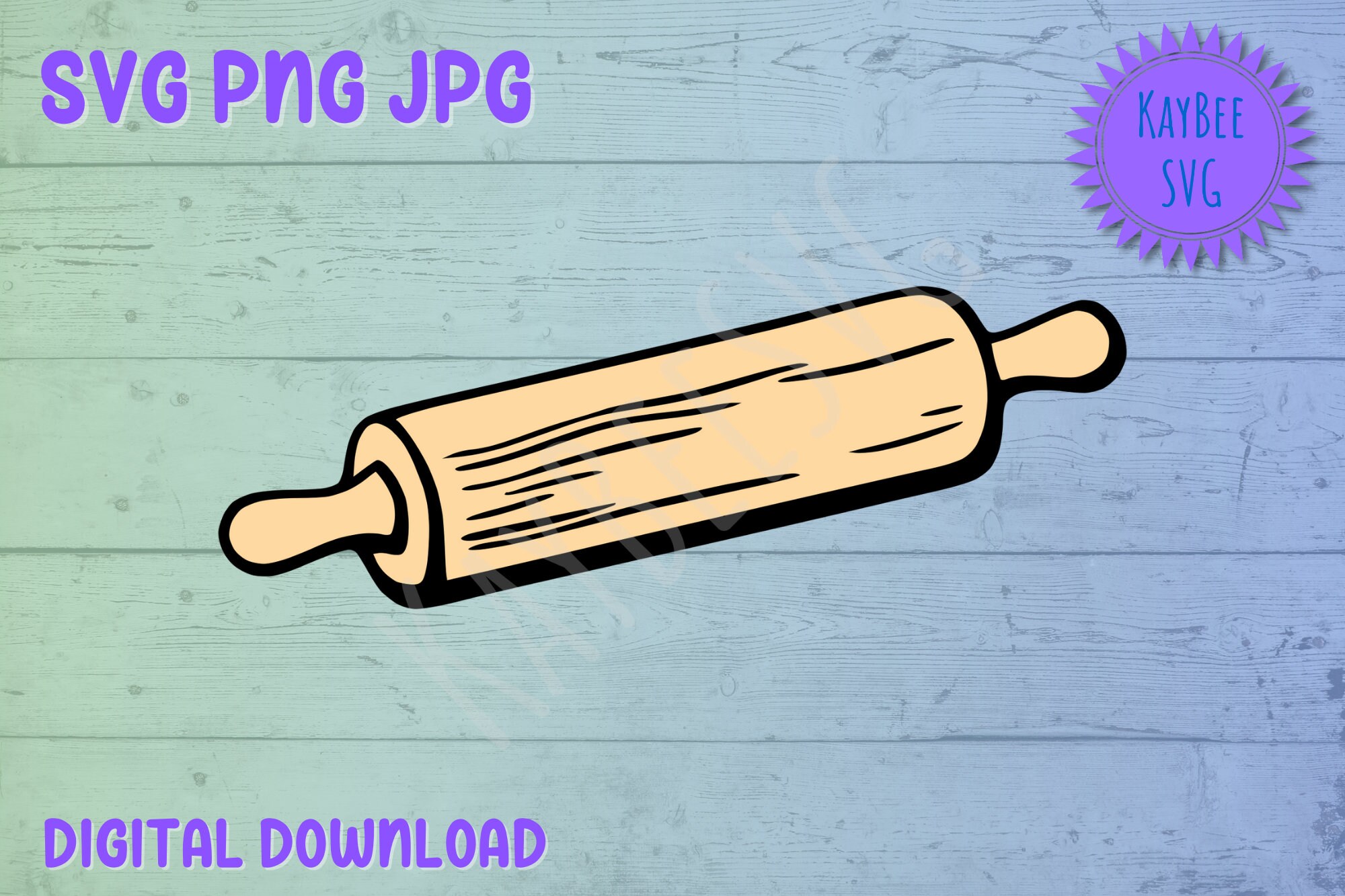 Rolling Pin SVG PNG JPG Clipart Digital Cut File Download for Etsy UK