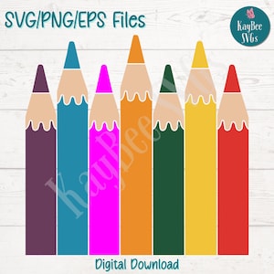 Lápis de cor SVG | PNG | Arquivos de corte EPS para Cricut, Silhouette, Download digital, Clipart para impressão, Clip Art de uso comercial, Sublimação