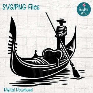 Gondola SVG/PNG Cut Files for Cricut, Silhouette, Digital Download, Printable Clipart, Commercial Use Clip Art, Sublimation
