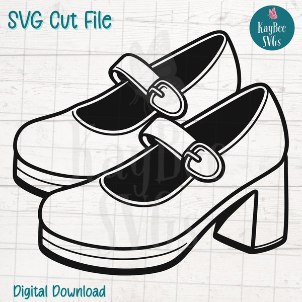 Mary Jane Shoes SVG Digital Cut File for Cricut, Silhouette, Engraving, Sublimation, Printable Art, T-Shirt, Mug Press - Commercial Use