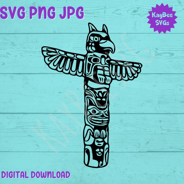 Totem Pole SVG PNG JPG Clipart Digital Cut File Download for Cricut Silhouette Sublimation Printable Art - Commercial Use