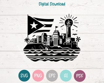 Puerto Rico SVG PNG Clipart Cut Files for Cricut, Silhouette, Laser Engraving, Sublimation (Digital)