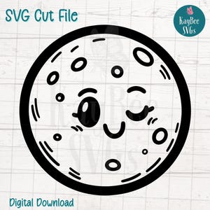 Cartoon Moon SVG PNG Cut Files for Cricut, Silhouette Digital Download, Laser Engraving, Sublimation Printable, Commercial Use Clipart