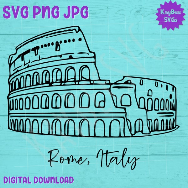 Roman Colosseum SVG PNG JPG Clipart Digital Cut File Download for Cricut Silhouette Sublimation Printable Art - Commercial Use