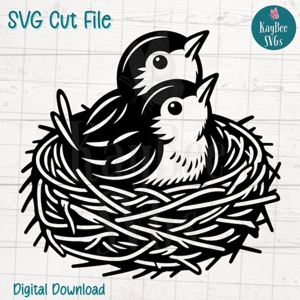 Birds Nest SVG Digital Cut File for Cricut, Silhouette, Engraving, Sublimation, Printable Art, T-Shirt, Mug Press - Commercial Use