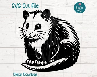 Opossum Possum SVG Cut File for Cricut, Silhouette, Digital Download, Printable Clipart, Commercial Use, Clip Art, Laser Stencil Outline