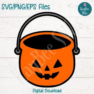 Pumpkin Trick-or-Treat Bucket SVG PNG Halloween Candy Pail Clipart for Cricut, Silhouette, Sublimation, Laser Engraving, Printable Clipart