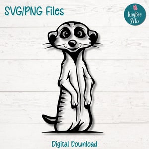 Cartoon stokstaartje SVG PNG-bestanden knippen voor Cricut, silhouet digitale download, lasergravure, afdrukbare sublimatie, commercieel gebruik Clipart