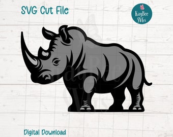 Rhinoceros Rhino SVG Cut File for Cricut, Silhouette, Digital Download, Printable Clipart, Commercial Use, Clip Art, Laser Stencil Layered