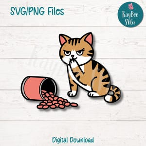 Cat Spilling the Beans SVG PNG Cut Files for Cricut, Silhouette Digital Download, Laser Engraving, Sublimation Printable, Commercial Use