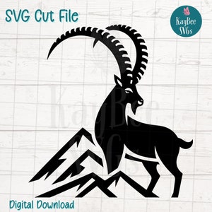 Steenbok wilde geit digitaal SVG-snijbestand voor Cricut, silhouet, gravure, sublimatie, afdrukbare kunst, T-shirt, mokpers - commercieel gebruik